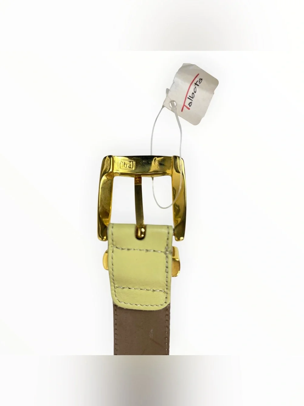 Talbots NWT Genuine Leather Belt Small Chartreuse Gold Buckle Made in Italy
